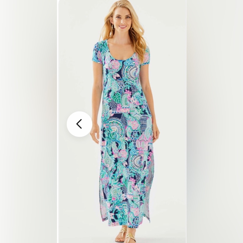 NWT Lilly Pulitzer Wynne Maxi Dress in Lookin Sharp Print Size L